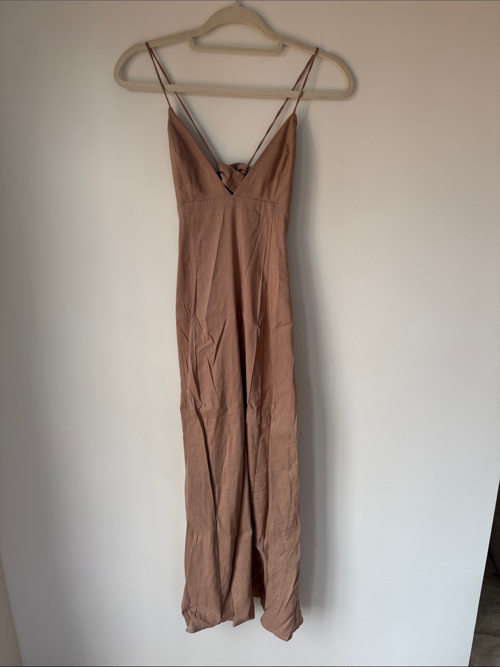 Zara Dusty Rose Maxi Slip Dress with Spaghetti Straps